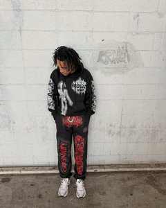 Nuevo chándal pantalones de chándal lavado con ácido francés Terry Zip up Dtg estampado personalizado Vintage lavado conjunto de sudaderas con capucha para hombre - Product Image 3