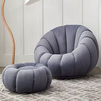 Fauteuil de salon nordique, canapé une place, fauteuil inclinable, fauteuil en forme de citrouille avec tabouret
