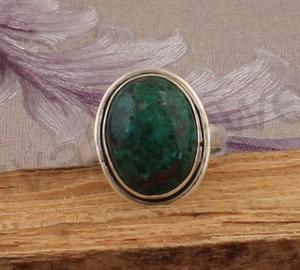 Anillo de Plata de Ley 925 hecho a mano de malaquita para mujer, forma ovalada sólida, ajuste de bisel de 10x14mm, joyería fina para fiesta - Product Image 1