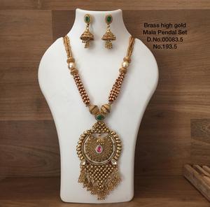 Ensemble de bijoux de mariée en or pour femmes, collier de mariage, boucles d'oreilles pour femmes - Product Image 1