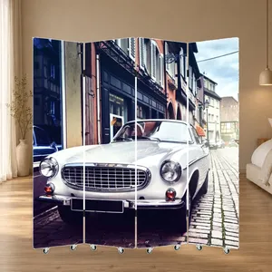 Voiture classique sur rue pavée, écran pliant en toile double face - Product Image 2