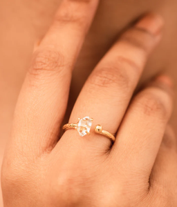 Anillo de ajuste de bisel de piedras preciosas Herkimer de moda Unisex Chapado en plata de ley 925 elegante boda compromiso fiesta aniversario - Product Image 2