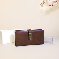 Heritage Distressed PU-Leder Lange Geldbörse mit Antik-Hardware, Clutch im Retro-Industriestil, Handy-Organizer 2026