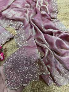 Dernier style de célébrité indienne Bollywood Designer Pure Space Silk Fabric saree Diamond work Exclusive Blouse Ethnic wear - Product Image 6