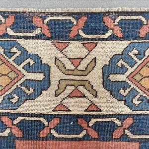 Alfombra Vintage de 0.6x11.1 pies, Alfombra Turca, Alfombra Oriental de Lana Azul y Roja - Product Image 5