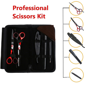 Home Use Hairdressing Barber Set Thinning <b>Cutting</b> Scissors <b>Razor</b> <b>Comb</b> Case Black Plasma Haircut Kit - Product Image 2