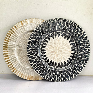 Top trending Madre de perla incrustaciones plato redondo bandeja de desayuno cargador decorativo para platos de cena hechos a mano de Vietnam - Product Image 4