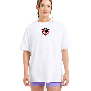 Camiseta de verano de gran tamaño con cuello redondo para mujer, camisetas gráficas transpirables de manga corta, camiseta con logotipo personalizado estampado - Product Image 4