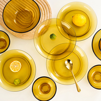Service de table de luxe écologique en verre borosilicaté assiette et bol vaisselle pour hôtels
