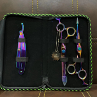 Nouveauté, ciseaux de barbier professionnels, kit de rasoir, acier inoxydable de haute qualité, durable, couleur personnalisée, outil de salon, logo personnalisé
