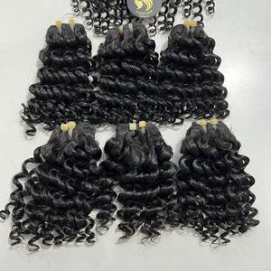 Paquetes de cabello rizado birmano de alta calidad de doble dibujado Color negro Natural Pelo Rizado birmano crudo 100% humano vietnamita Hai - Product Image 6