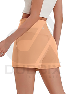 Short femme taille haute droit sport short avec poches logo personnalisable autocollant respirant respirant jambe large conception - Product Image 3