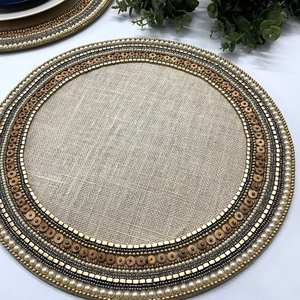 Beaded Handmade <b>Placemat</b> Rich Look <b>Gold</b> Decorative Centre Piece - Product Image 3