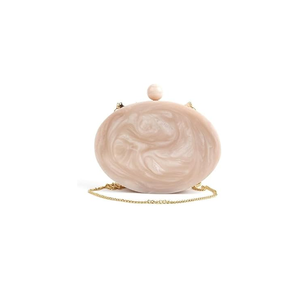 Bolso de mano de resina epoxi Bolso de mano de resina para mujer para cadena de latón de color blanco roto con diseño de perilla - Product Image 1