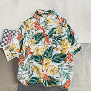 YSJY Custom Summer Turn-down <b>Collar</b> Hawaiian <b>Shirts</b> Man Printed Designer Open <b>Collar</b> Button up <b>Shirt</b> - Product Image 2
