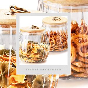 Borosilicate <b>Glass</b> Airtight Storage Jars Bamboo Lid Metal Handle Petal Decorative <b>Containers</b> Food Spice Coffee Beans Candy Wood - Product Image 5