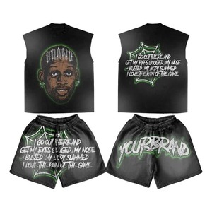 ชุดเสื้อยืดและกางเกงขาสั้นสำหรับผู้ชายชุดเสื้อยืดพิมพ์โลโก้แบบกำหนดเองสองชิ้นสำหรับฤดูร้อน - Product Image 3