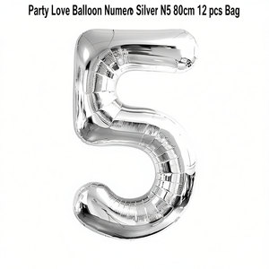 Palloncini Numero Party Love Argento N5 80cm Confezione da 12 pezzi - Product Image 2