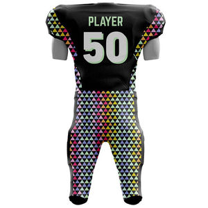 Uniforme de fútbol americano personalizado OEM al por mayor, proveedor de ropa deportiva de fábrica por sublimación, ropa de equipo de tela suave transpirable de secado rápido - Product Image 2