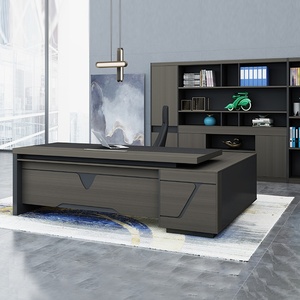 Shaped Wooden Executive <b>Desk</b> Modern Design Panel Boss Table Corner Computer Workstation <b>Large</b> Management Office Furniture Set - Product Image 2