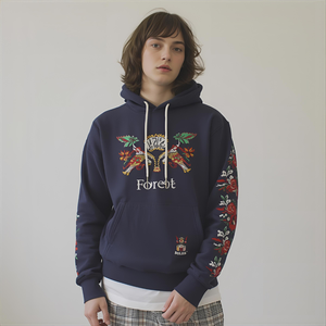 Sweat à capuche vintage brodé pour l'hiver |   Pull-over unisexe en molleton de coton épais avec options d'impression et de broderie de logo personnalisé - Product Image 2