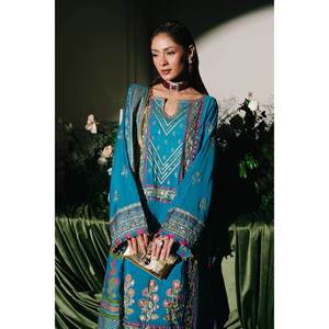 Conjunto de Traje Bordado de 3 Piezas sin Coser Azul para Mujer - Product Image 4