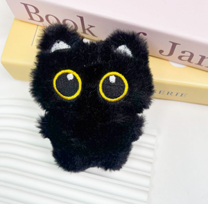 Modern Cute Embroidery Stuffed Plush <b>Black</b> Cat Keychain <b>Bag</b> Charm Rectangle Shape Eco-Friendly Lightweight Acryl Reusable - Product Image 1