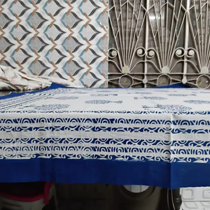 Indian Cotton Block Printed Tablecloth with Floral Design for Home - Product Image 3