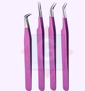 Pince à épiler à prise en fibre d'acier inoxydable avec logo personnalisé en acier inoxydable pince à épiler à 90 degrés pour extension de cils - Product Image 6