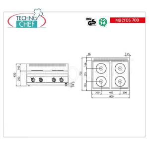 Cocina eléctrica de 4 placas, 10.4 kW - Product Image 2
