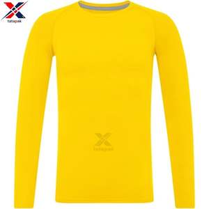 T-shirts pour hommes en polyester écologique de haute qualité, à séchage rapide, manches longues, formels, avec logo personnalisé brodé, tissu tricoté - Product Image 3