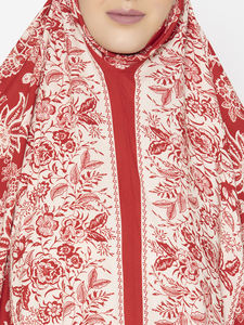 Hijab con estampado Floral rojo encantador de Namaz Dupatta de estilo étnico indio de la mejor calidad para mujeres y niñas, rayón suave, musulmán tradicional - Product Image 4