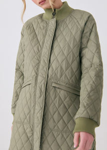 Stylish Durable Diamond Quilted <b>Longline</b> Jacket for Women High Quality Water Resistant Fabric Hooded Jacket With Customize Logo - Product Image 6