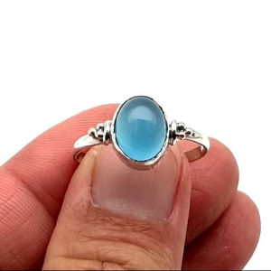 Bague classique bijoux pour femmes argent Boho Style bijoux 925 argent Sterling calcédoine pierres précieuses à la main bague cadeau pour femme - Product Image 1