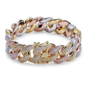 VVS Moissanite 15mm Pulsera de diamantes de corte redondo Elegante Plata de Ley 925 Diseño de hip hop para mujeres para bodas - Product Image 1