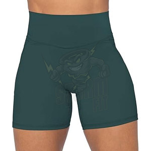 Pantalones cortos de yoga con logotipo personalizado, pantalones cortos deportivos para correr, mallas cortas de cintura alta para gimnasio, pantalones cortos de yoga sin costuras para mujer - Product Image 3