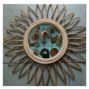 Miroir écologique en rotin, belle décoration murale artisanale pour les projets de design d'intérieur - Product Image 4