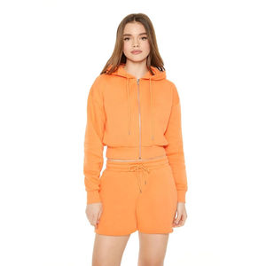 Custom High-Low Winter <b>Hoodie</b> <b>for</b> <b>Women</b> Oversize Fitness Sweatshirt Drawstring Zipper Casual Loose Fit Crop Top Washed - Product Image 1