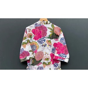 Robe kimono en coton biologique bohème à imprimé floral, peignoir tissé - Product Image 5