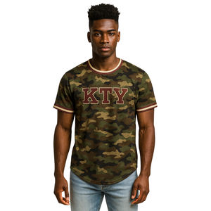 Camiseta de béisbol de malla 100% poliéster con camuflaje KAP al por mayor, tipo jersey, para fraternidad, con logotipos bordados y aplicados. - Product Image 1