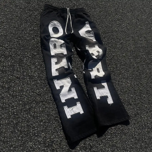 Skinny 2025 Fleece Joggers Pantalones apilados Unisex Peso pesado Transpirable Tallas grandes Personalizado Bordado desgastado Apliques acampanados - Product Image 3