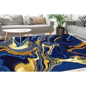 Tapis scintillants imprimés : Tapis moderne effet marbre pour salon, tapis en velours - Product Image 1