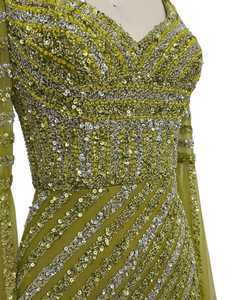 Elegant Anti-Static Women's Long Formal Evening Gown Hand-Beaded Floor-Length Natural Waist Dress for <b>Party</b> <b>Prom</b> Wedding - Product Image 3