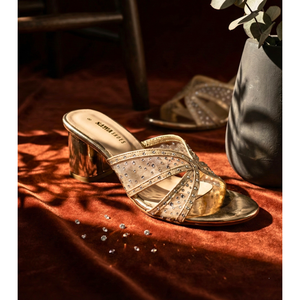 รองเท้าแตะตาข่ายเปิดนิ้วเท้าสีทองโบราณ แฟชั่นฤดูร้อน 554 G - Product Image 2