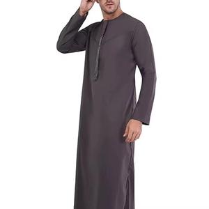 Thobe Musulman Taille Poche Solide Couleur Arabe Conception Robe Arabie Qatar Mode Hommes Vêtements Islamiques - Product Image 3