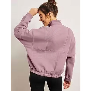 เสื้อสเวตเชิ้ตผู้หญิงแฟชั่นฤดูหนาว สไตล์สตรีทแวร์ลำลอง คอซิป ¼ ซิป  ผ้าถัก  โลโก้ด้านหน้า แขนยาว ระบายอากาศได้ดี คุณภาพสูง - Product Image 5