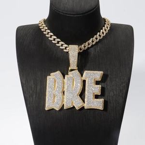 Hip Hop moissanite diamante personalizado nombre colgantes Collar chapado en oro Iced Out letra colgante joyería fina - Product Image 4