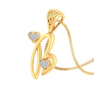 Ishi Diamantes Elegante 18K Oro B Alfabeto Laboratorio Crecido Diamante Colgante - Product Image 4