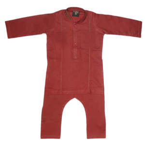 Shalwar Kameez brodé pour garçons - Bordeaux - Product Image 1