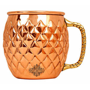 Mug à bière Moscow Mule en cuivre pur de 20,28 oz, design diamant, nouvelle collection, Indian Art Villa - Product Image 1